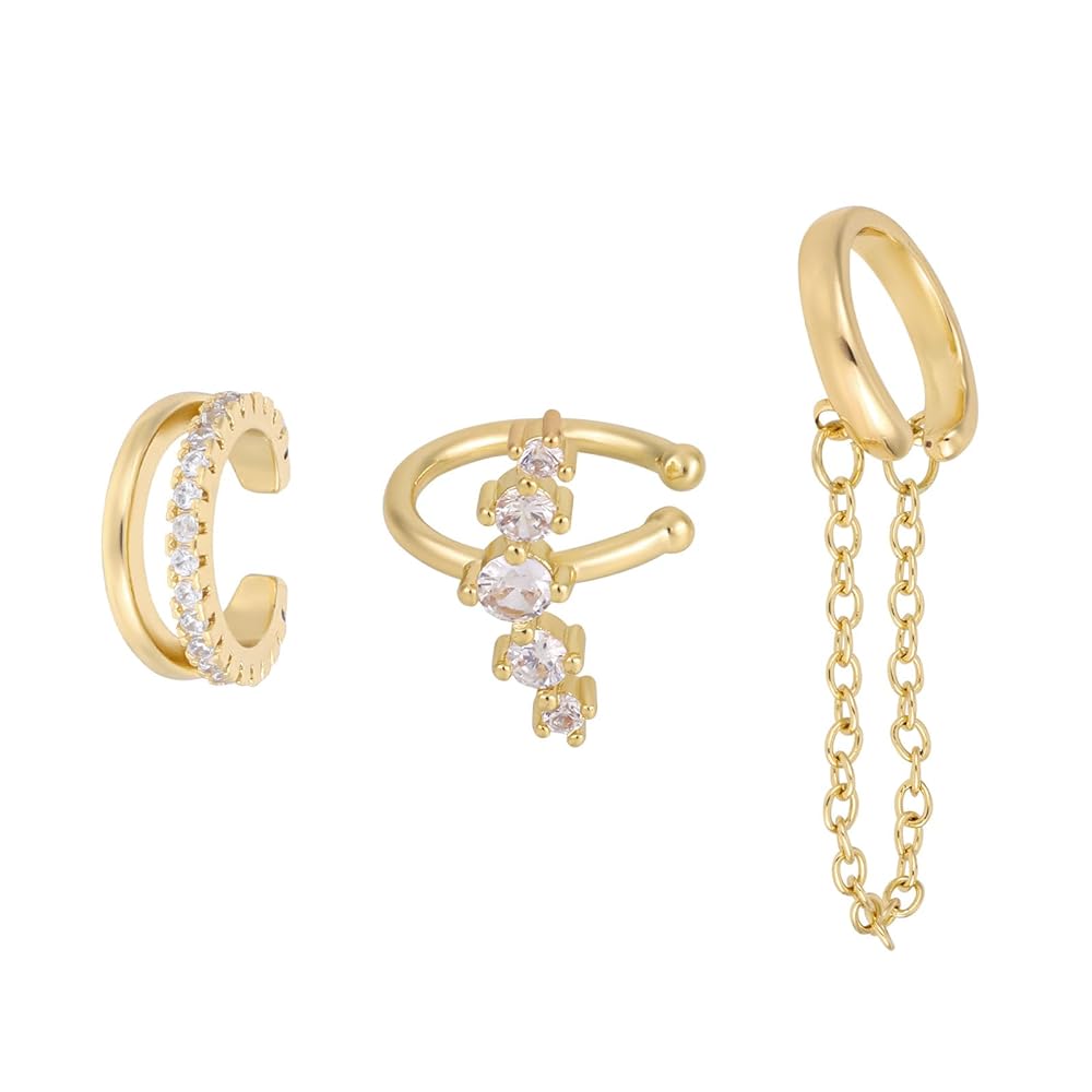 Amazon.com: 3pcs Gold Ear Cuff Earrings for Women, Non